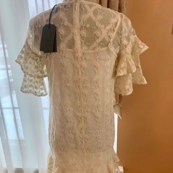 All Saints Henrietta Ruffle Dress In Vintage White - Picture 10 of 13
